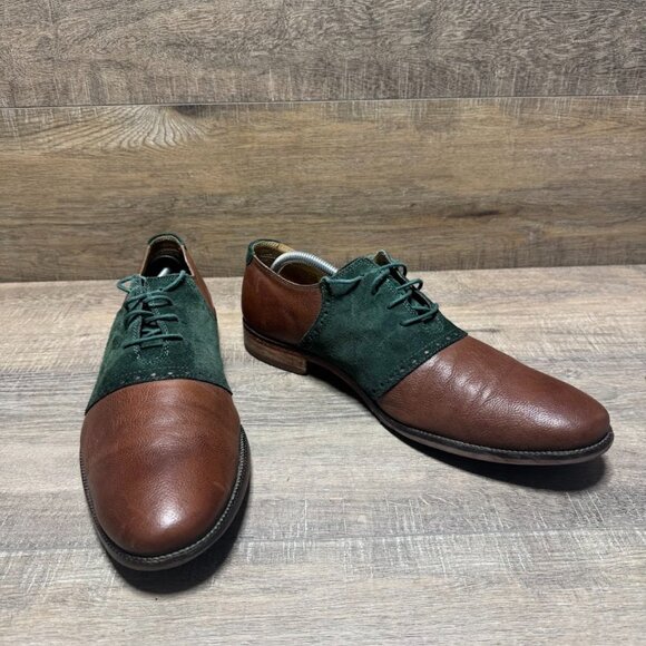 Cole Haan Williams Saddle II Brown/Green Suede Leather Shoes Men's Size 11.5 - Picture 6 of 7
